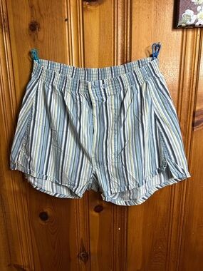 Nordstrom Blue, White & Pale Yellow Striped Cotton Shorts